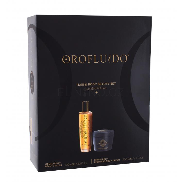 Orofluido Hair &amp; Body Beauty Set Dárková kazeta tekuté zlato Beauty Elixir 100 ml + tělový krém Body Cream 200 ml