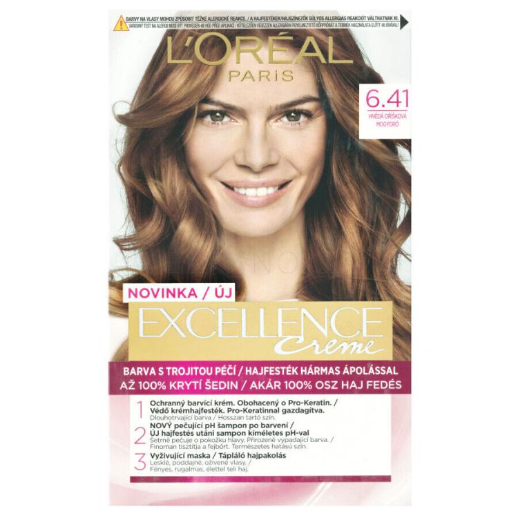 L&#039;Oréal Paris Excellence Creme Triple Protection Barva na vlasy pro ženy 48 ml Odstín 6,41 Natural Hazelnut Brown