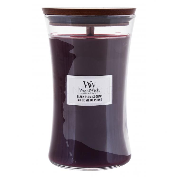 WoodWick Black Plum Cognac Vonná svíčka 610 g