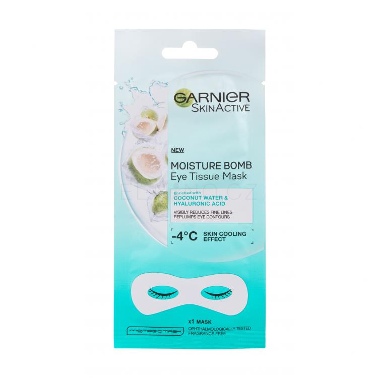 Garnier SkinActive Moisture Bomb Coconut Water &amp; Hyaluronic Acid Maska na oči pro ženy 1 ks