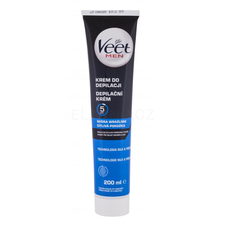Veet Men Hair Removal Cream Sensitive Skin Depilační přípravek pro muže 200 ml