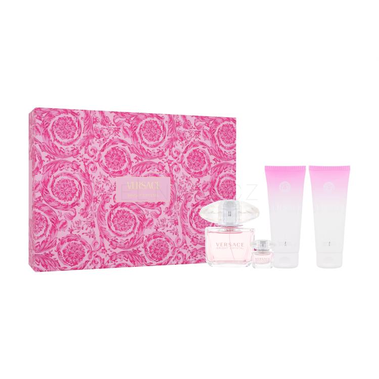 Versace Bright Crystal Dárková kazeta toaletní voda 90 ml + toaletní voda 5 ml + tělové mléko 100 ml + sprchový gel 100 ml