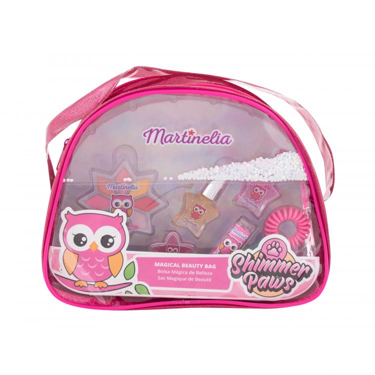 Martinelia Shimmer Paws Magical Beauty Bag Dárková kazeta oční stíny 2,8 g + lesk na rty 2 g + rtěnka 1,8 g + lak na nehty 2 x 3 ml + gumička do vlasů + kosmetická taštička