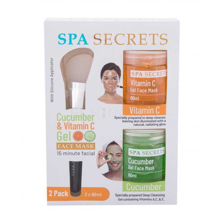 Xpel Spa Secrets Dárková kazeta pleťová maska Spa Secrets Cucumber Gel Face Mask 60 ml + pleťová maska Spa Secrets Vitamin C Gel Face Mask 60 ml + gelový aplikátor