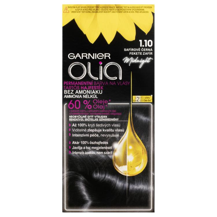 Garnier Olia Permanent Hair Color Barva na vlasy pro ženy 50 g Odstín 1,10 Black Sapphire