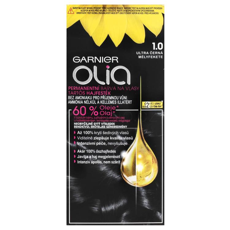 Garnier Olia Permanent Hair Color Barva na vlasy pro ženy 50 g Odstín 1,0 Deep Black