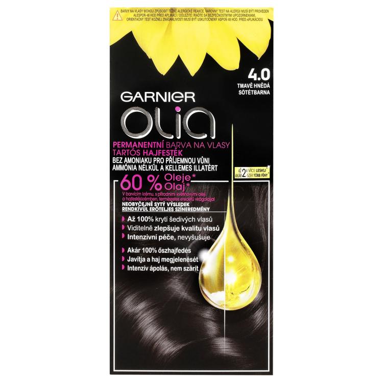 Garnier Olia Permanent Hair Color Barva na vlasy pro ženy 50 g Odstín 4,0 Dark Brown