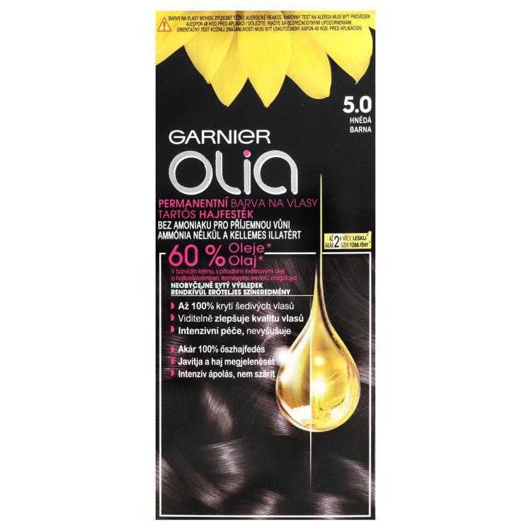 Garnier Olia Permanent Hair Color Barva na vlasy pro ženy 50 g Odstín 5,0 Brown