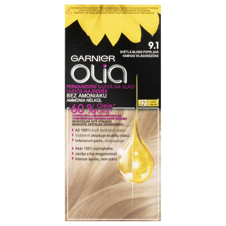 Garnier Olia Permanent Hair Color Barva na vlasy pro ženy 50 g Odstín 9,1 Ashy Light Blonde