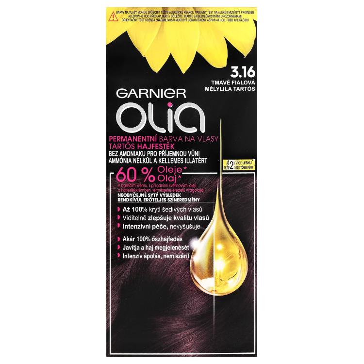 Garnier Olia Permanent Hair Color Barva na vlasy pro ženy 50 g Odstín 3,16 Deep Violet