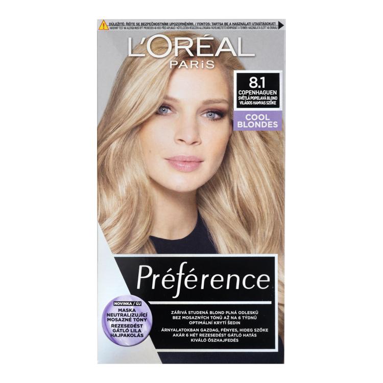 L&#039;Oréal Paris Préférence Barva na vlasy pro ženy 60 ml Odstín 8,1 Copenhaguen