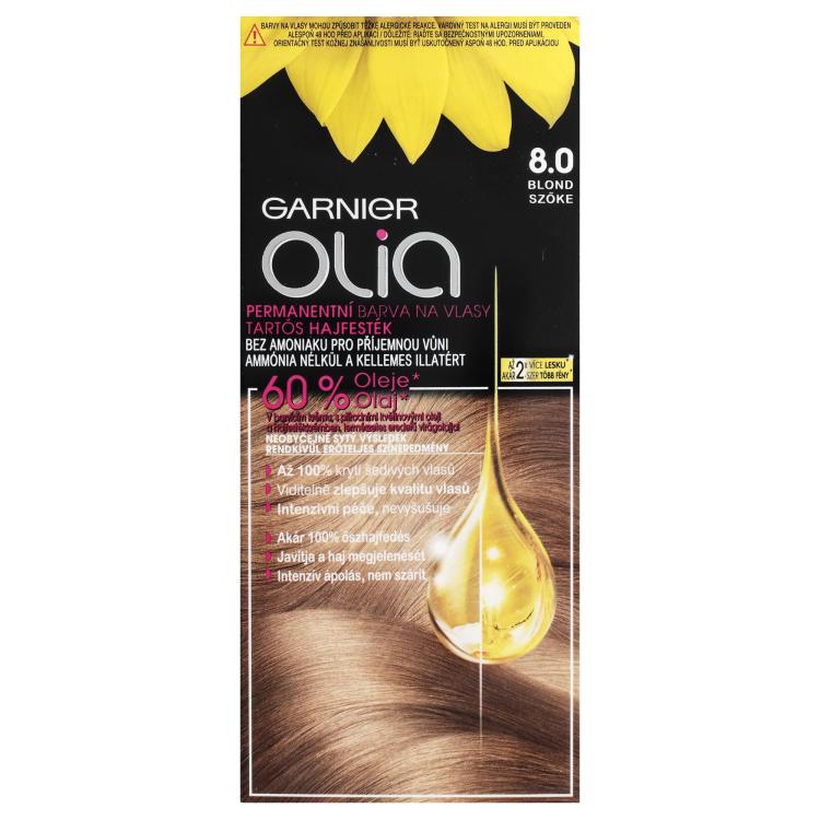 Garnier Olia Permanent Hair Color Barva na vlasy pro ženy 50 g Odstín 8,0 Blond