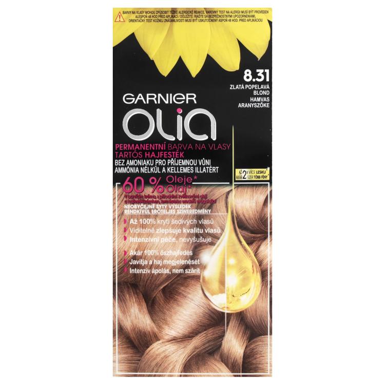 Garnier Olia Permanent Hair Color Barva na vlasy pro ženy 50 g Odstín 8,31 Golden Ashy Blonde