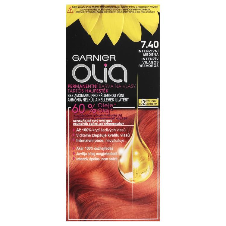 Garnier Olia Permanent Hair Color Barva na vlasy pro ženy 50 g Odstín 7,40 Intense Copper