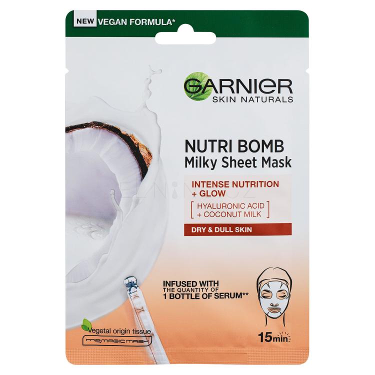Garnier Skin Naturals Nutri Bomb Coconut + Hyaluronic Acid Pleťová maska pro ženy 1 ks