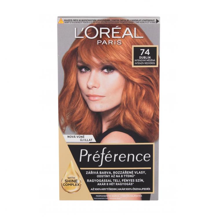 L&#039;Oréal Paris Préférence Féria Barva na vlasy pro ženy 60 ml Odstín 74 Dublin poškozená krabička