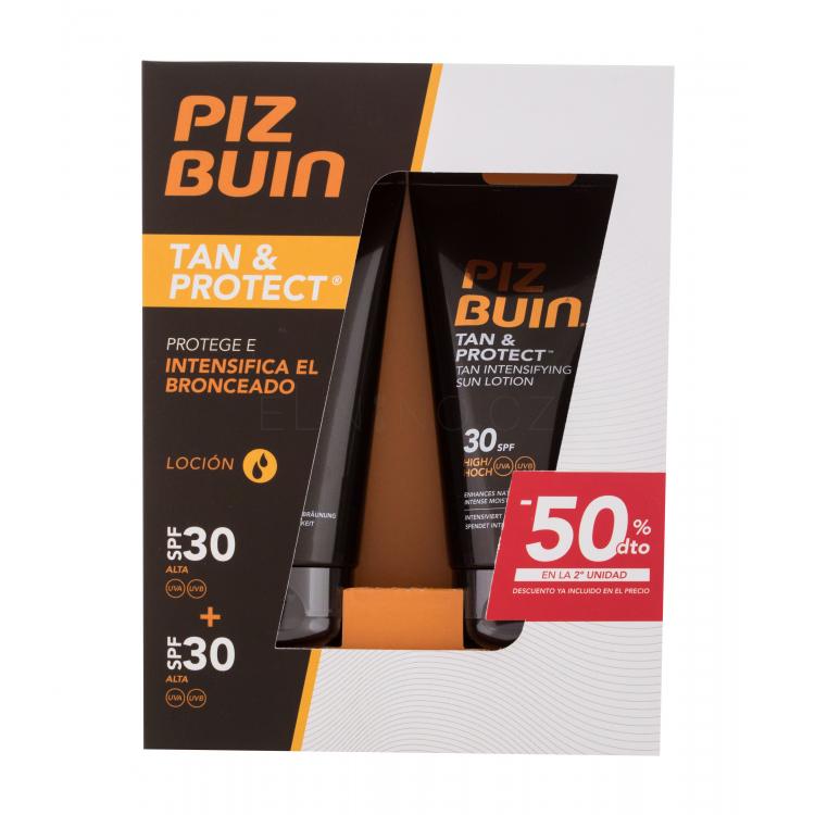 PIZ BUIN Tan &amp; Protect Tan Intensifying Sun Lotion SPF30 SET Dárková kazeta mléko na opalování Tan &amp; Protect Sun Lotion SPF30 2 x 150 ml