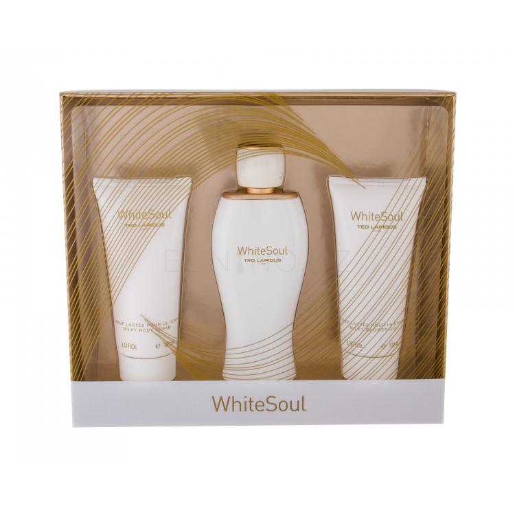 Ted Lapidus White Soul Dárková kazeta parfémovaná voda 100 ml + tělový krém 100 ml + sprchový gel 100 ml poškozená krabička