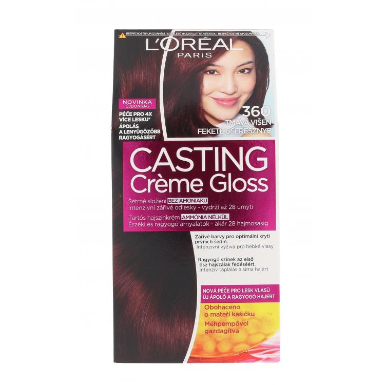 L&#039;Oréal Paris Casting Creme Gloss Barva na vlasy pro ženy 48 ml Odstín 360 Black Cherry poškozená krabička