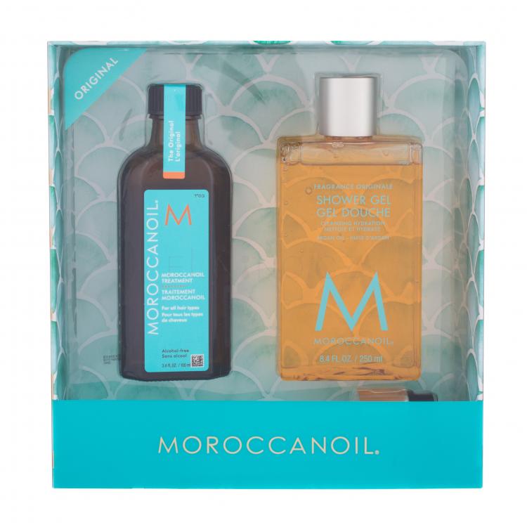Moroccanoil Treatment Dárková kazeta olej na vlasy 100 ml + sprchový gel Fragrance Originale 250 ml + dávkovací pumpička