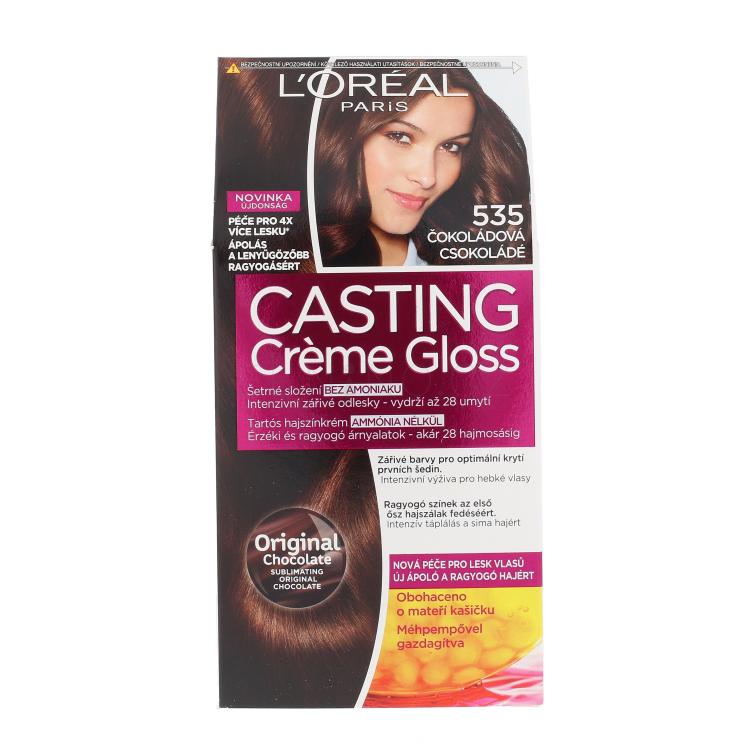 L&#039;Oréal Paris Casting Creme Gloss Barva na vlasy pro ženy 48 ml Odstín 535 Chocolate poškozená krabička