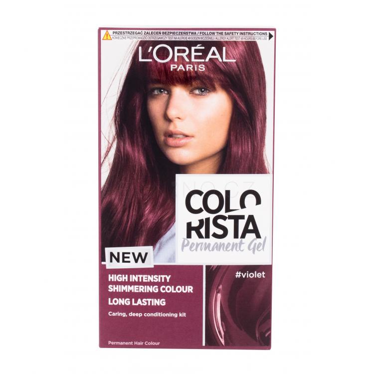 L&#039;Oréal Paris Colorista Permanent Gel Barva na vlasy pro ženy 60 ml Odstín Violet poškozená krabička