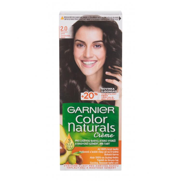 Garnier Color Naturals Créme Barva na vlasy pro ženy 40 ml Odstín 2,0 Soft Black poškozená krabička