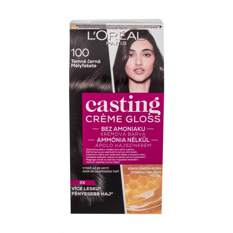 L&#039;Oréal Paris Casting Creme Gloss Barva na vlasy pro ženy 48 ml Odstín 100 Dark Black