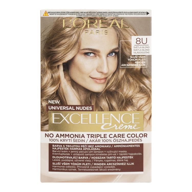 L&#039;Oréal Paris Excellence Creme Triple Protection Barva na vlasy pro ženy 48 ml Odstín 8U Light Blonde