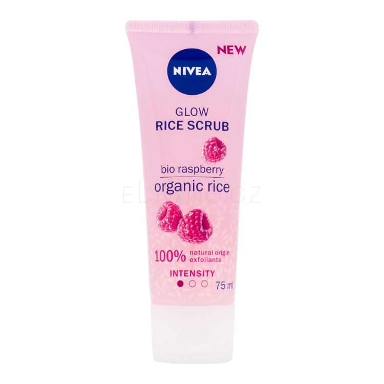 Nivea Rice Scrub Glow Bio Raspberry Peeling pro ženy 75 ml
