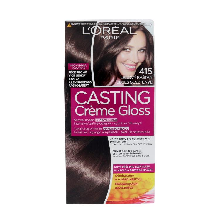 L&#039;Oréal Paris Casting Creme Gloss Barva na vlasy pro ženy 48 ml Odstín 415 Iced Chestnut poškozená krabička