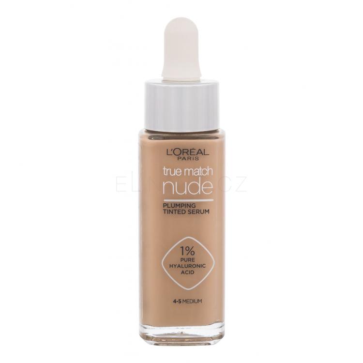 L'Oréal Paris True Match Nude Plumping Tinted Serum Make-up pro ženy 30 ml Odstín 4-5 Medium