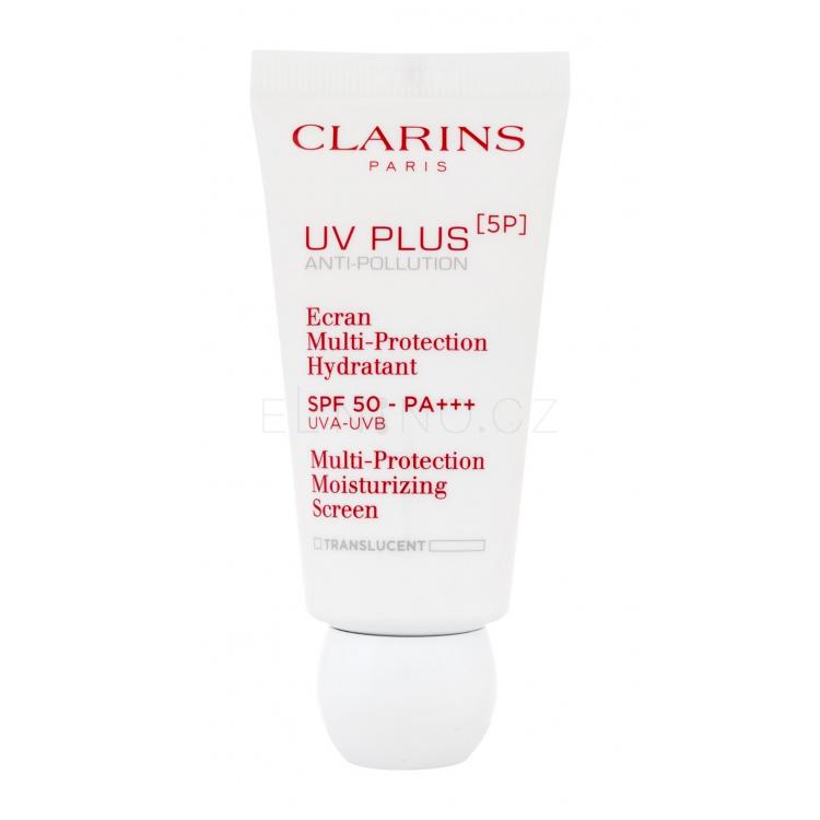 Clarins UV Plus 5P Multi-Protection Moisturizing Screen SPF50 Opalovací přípravek na obličej pro ženy 30 ml Odstín Translucent tester
