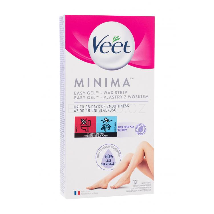 Veet Minima™ Easy-Gel™ Wax Strips Legs &amp; Body Depilační přípravek pro ženy 12 ks