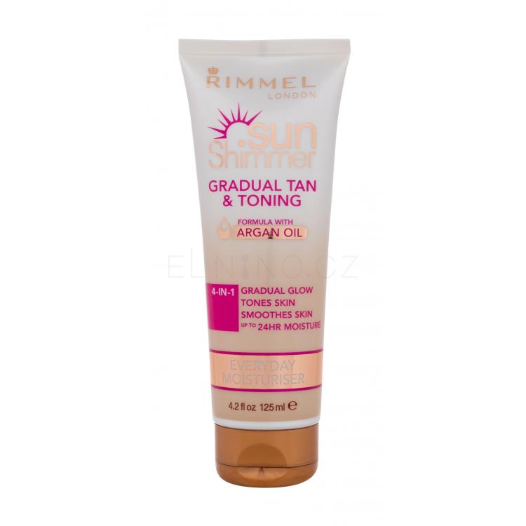 Rimmel London Sun Shimmer Gradual Tan &amp; Toning Moisturiser 4-in-1 Tělový krém pro ženy 125 ml