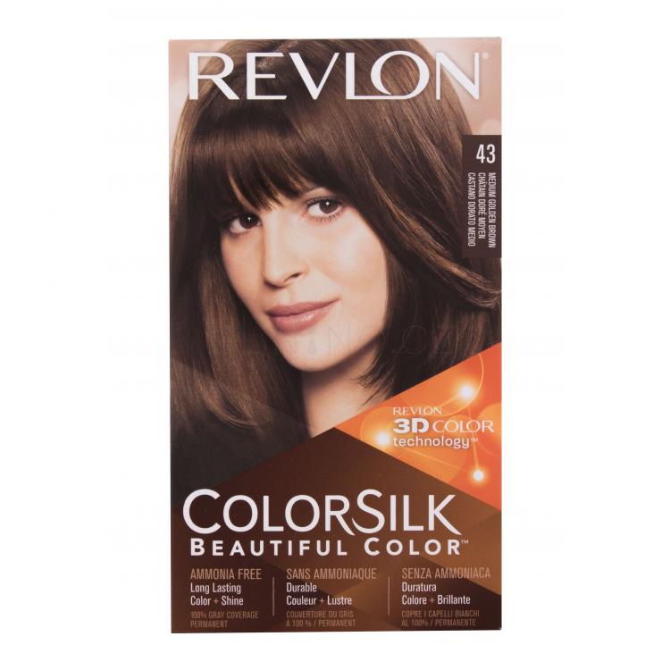 Revlon Colorsilk Beautiful Color Barva na vlasy pro ženy 59,1 ml Odstín 43 Medium Golden Brown poškozená krabička