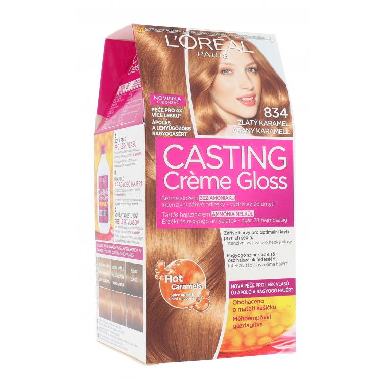 L&#039;Oréal Paris Casting Creme Gloss Barva na vlasy pro ženy 48 ml Odstín 834 Hot Caramel poškozená krabička