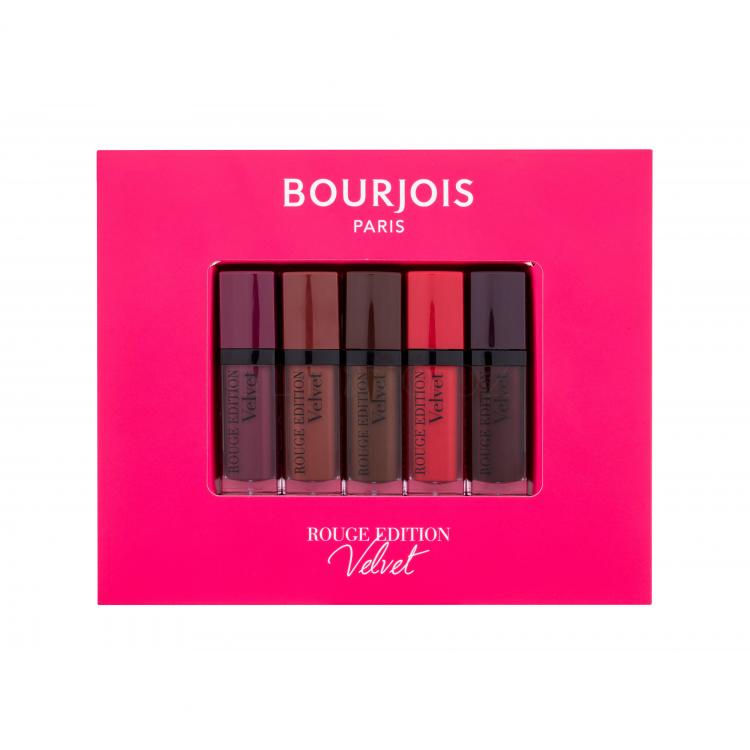 BOURJOIS Paris Rouge Edition Velvet Dárková kazeta pro ženy rtěnka 7,7 ml + rtěnka 7,7 ml 25 Berry Chic + rtěnka 7,7 ml 23 Chocolat Corset + rtěnka 7,7 ml 33 Brun´croyable + rtěnka 7,7 ml Ultra-violette