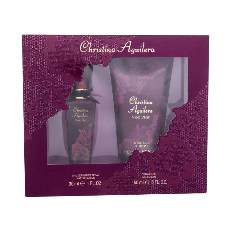 Christina Aguilera Violet Noir Dárková kazeta parfémovaná voda 30 ml + sprchový gel 150 ml