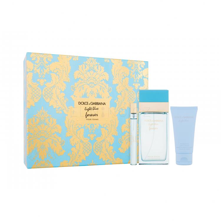 Dolce&amp;Gabbana Light Blue Forever Dárková kazeta parfémovaná voda 100 ml + tělový krém 50 ml + parfémovaná voda 10 ml