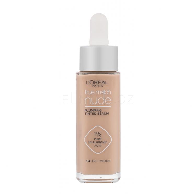 L'Oréal Paris True Match Nude Plumping Tinted Serum Make-up pro ženy 30 ml Odstín 3-4 Light-Medium