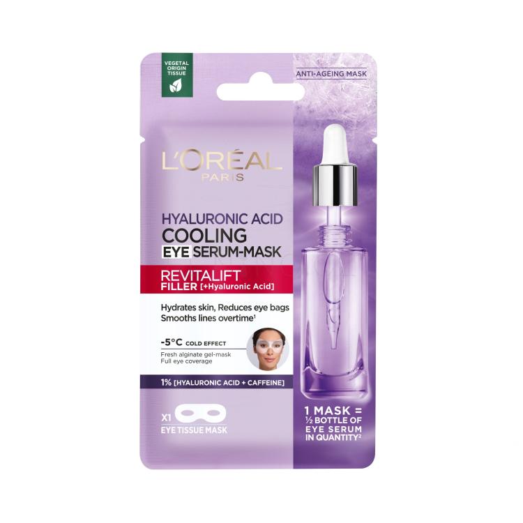 L&#039;Oréal Paris Revitalift Filler HA Cooling Tissue Eye Serum-Mask Maska na oči pro ženy 11 g