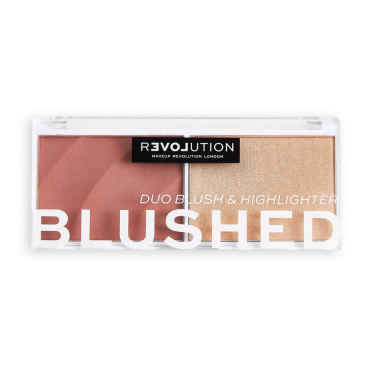 Revolution Relove Colour Play Blushed Duo Blush &amp; Highlighter Konturovací paletka pro ženy 5,8 g Odstín Kindness