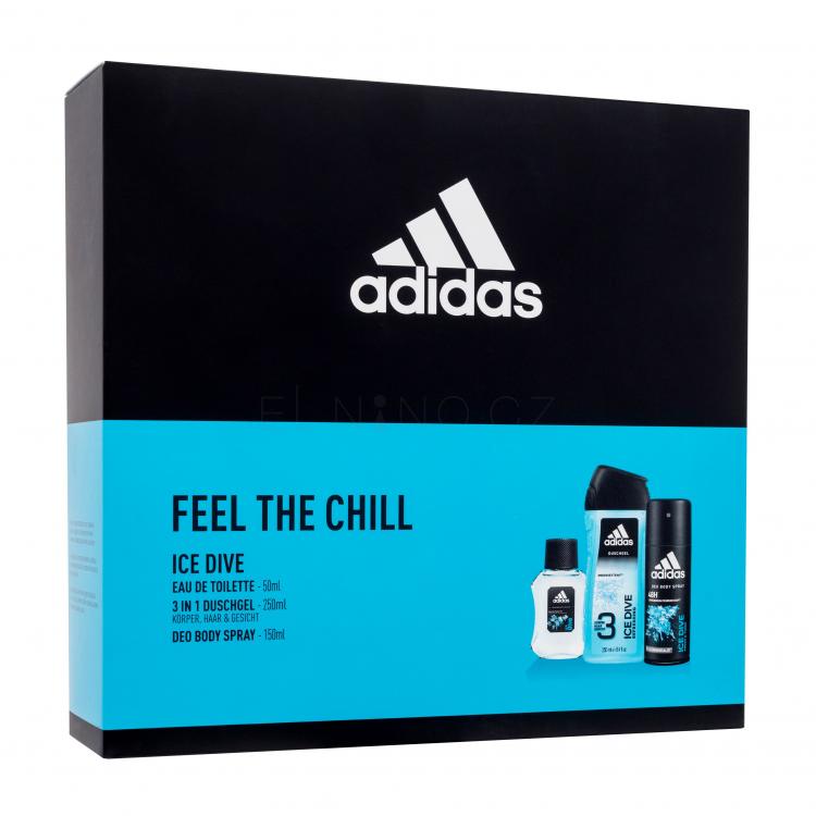 Adidas Ice Dive Dárková kazeta toaletní voda 50ml + deospray 150 ml + sprchový gel 250 ml