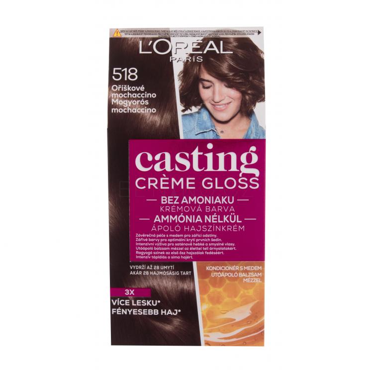 L&#039;Oréal Paris Casting Creme Gloss Barva na vlasy pro ženy 48 ml Odstín 518 Hazelnut Mochaccino poškozená krabička