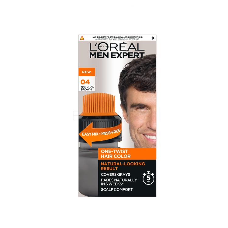 L&#039;Oréal Paris Men Expert One-Twist Hair Color Barva na vlasy pro muže 50 ml Odstín 04 Medium Brown