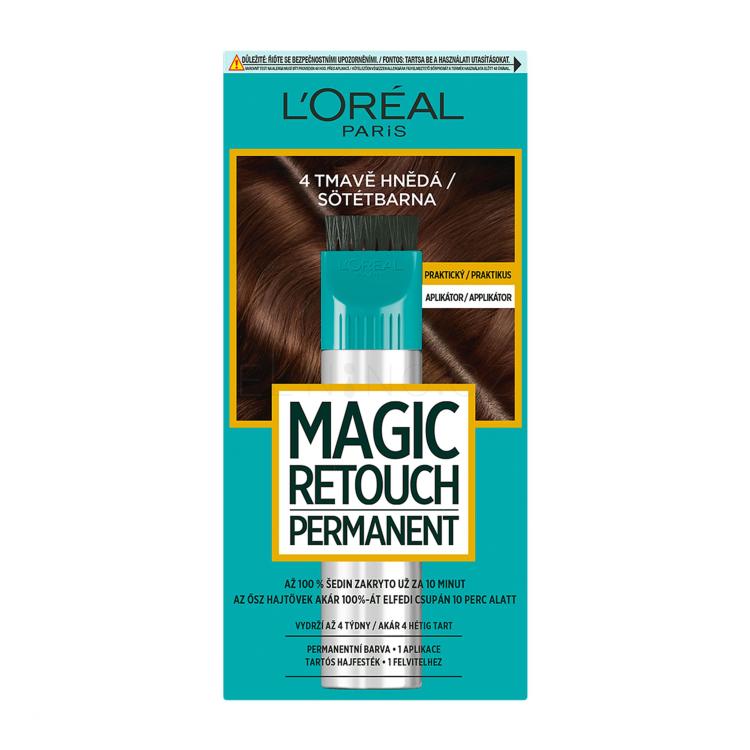 L&#039;Oréal Paris Magic Retouch Permanent Barva na vlasy pro ženy 18 ml Odstín 4 Dark Brown