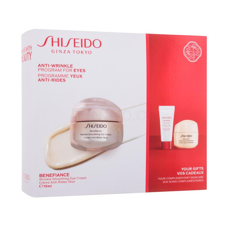 Shiseido Benefiance Anti-Wrinkle Program For Eyes Dárková kazeta oční krém Benefiance Wrinkle Smoothing Eye Cream 15 ml + pleťové sérum Ultimune Power Infusing Concentrate 5 ml + denní pleťový krém Benefiance Wrinkle Smoothing Cream 15 ml