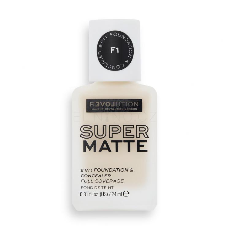 Revolution Relove Super Matte 2 in 1 Foundation &amp; Concealer Make-up pro ženy 24 ml Odstín F1