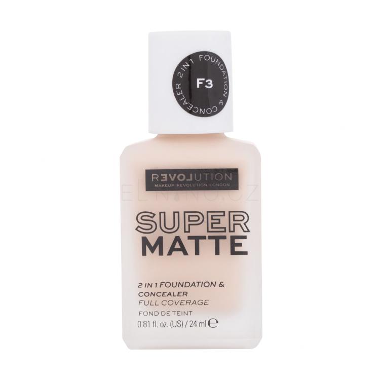 Revolution Relove Super Matte 2 in 1 Foundation &amp; Concealer Make-up pro ženy 24 ml Odstín F3